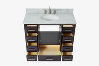 Ariel cambridge(42" & 43") single oval sink vanity with marble (0.75",1.5" & 2") in countertop
