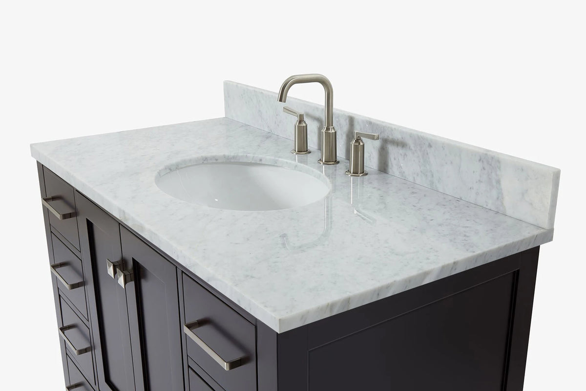 Ariel cambridge(42" & 43") single oval sink vanity with marble (0.75",1.5" & 2") in countertop