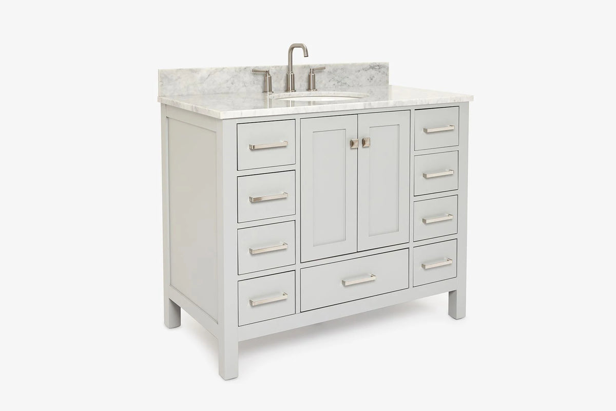 Ariel cambridge(42" & 43") single oval sink vanity with marble (0.75",1.5" & 2") in countertop