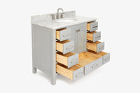 Ariel cambridge(42" & 43") single oval sink vanity with marble (0.75",1.5" & 2") in countertop
