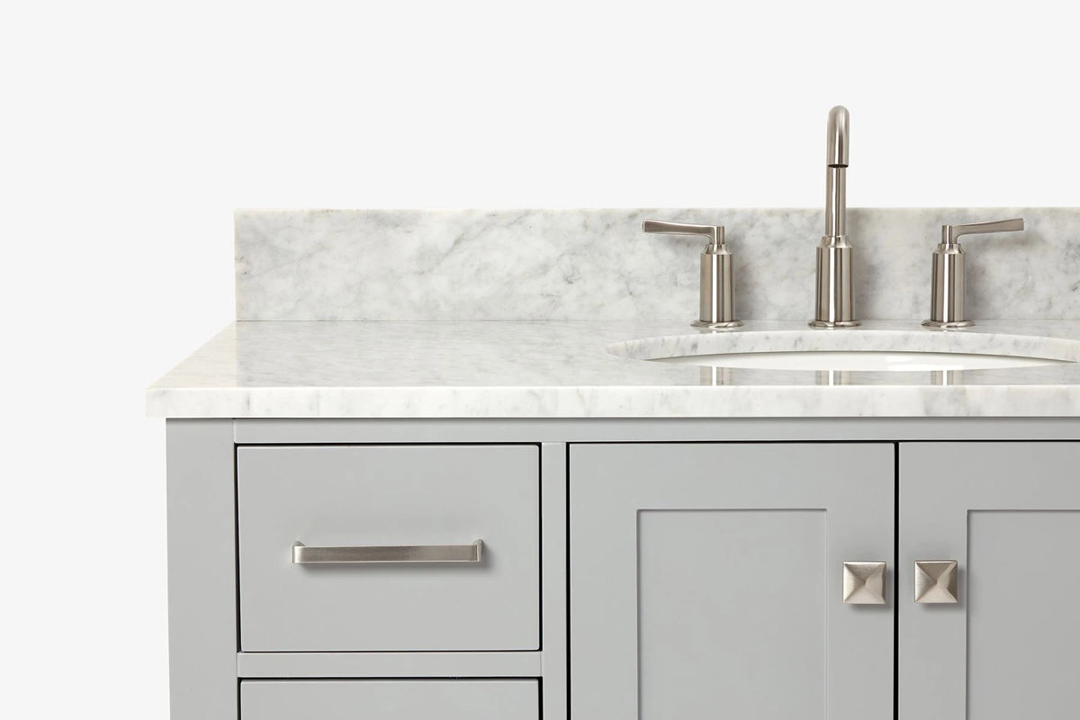 Ariel cambridge(42" & 43") single oval sink vanity with marble (0.75",1.5" & 2") in countertop