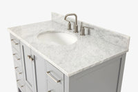 Ariel cambridge(42" & 43") single oval sink vanity with marble (0.75",1.5" & 2") in countertop