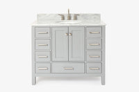 Ariel cambridge(42" & 43") single oval sink vanity with marble (0.75",1.5" & 2") in countertop