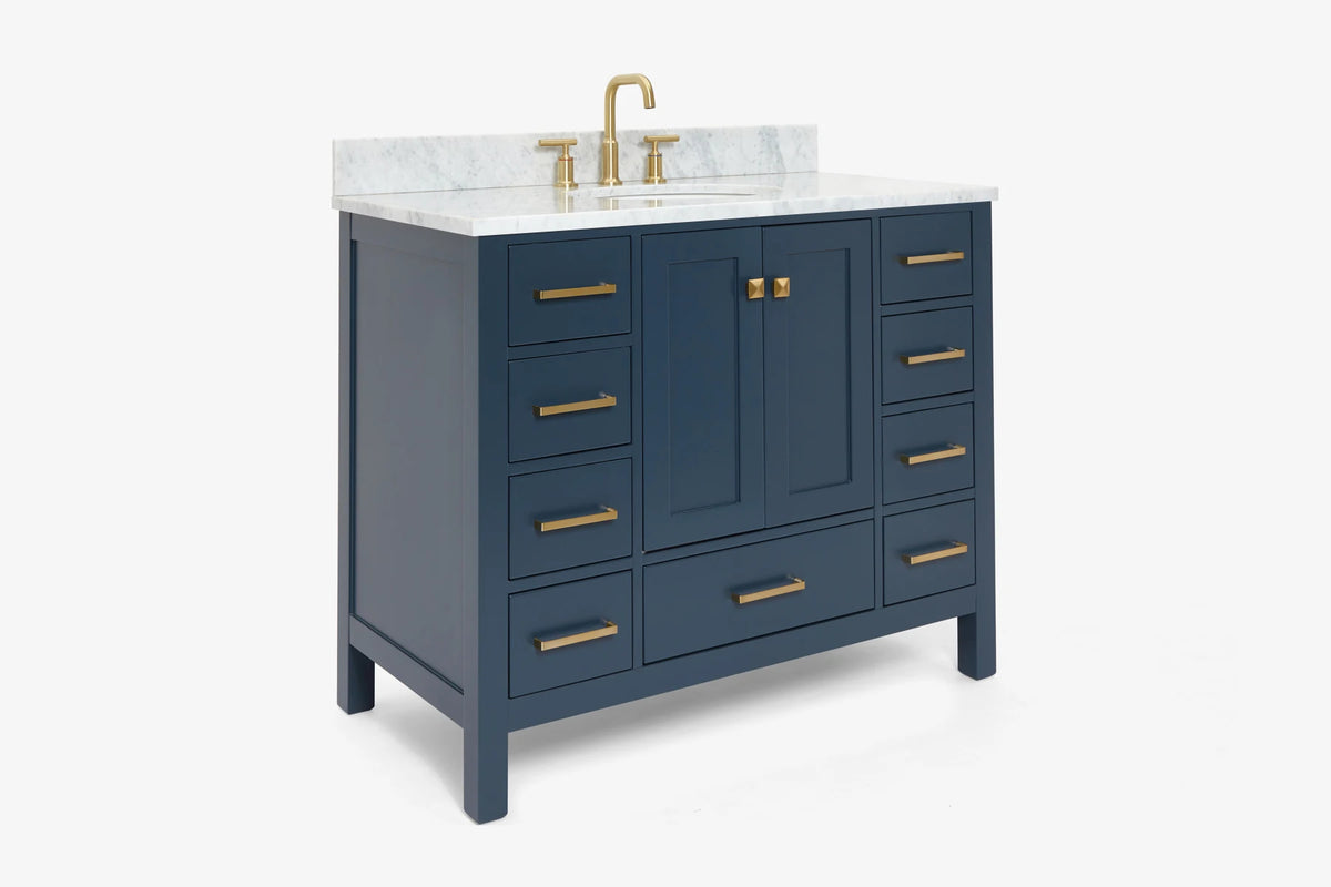 Ariel cambridge(42" & 43") single oval sink vanity with marble (0.75",1.5" & 2") in countertop