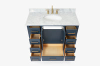 Ariel cambridge(42" & 43") single oval sink vanity with marble (0.75",1.5" & 2") in countertop