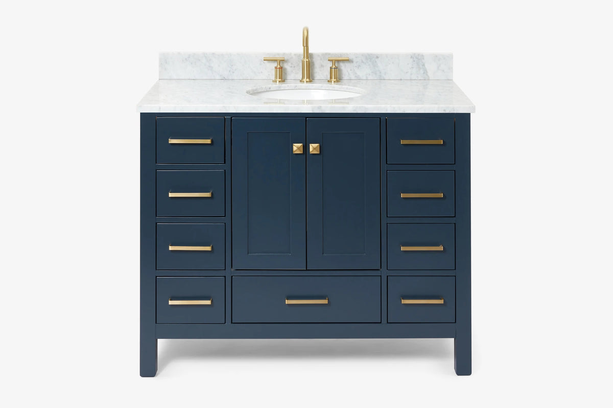 Ariel cambridge(42" & 43") single oval sink vanity with marble (0.75",1.5" & 2") in countertop