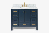 Ariel cambridge(42" & 43") single oval sink vanity with marble (0.75",1.5" & 2") in countertop