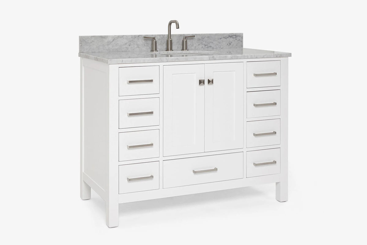 Ariel cambridge(42" & 43") single oval sink vanity with marble (0.75",1.5" & 2") in countertop