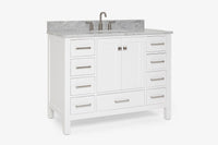Ariel cambridge(42" & 43") single oval sink vanity with marble (0.75",1.5" & 2") in countertop