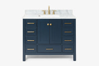 Ariel cambridge 42-43 in. single rectangle sink vanity with( 0.75, 1.5 ,2) in countertop