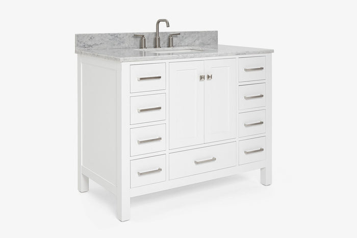 Ariel cambridge 42-43 in. single rectangle sink vanity with( 0.75, 1.5 ,2) in countertop