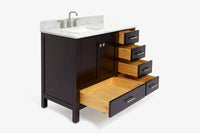 Ariel cambridge (43" & 42") left offset rectangle single sink vanity with marble (0.75", 1.5" & 2") in countertop