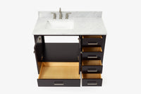 Ariel cambridge (43" & 42") left offset rectangle single sink vanity with marble (0.75", 1.5" & 2") in countertop