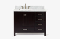 Ariel cambridge (43" & 42") left offset rectangle single sink vanity with marble (0.75", 1.5" & 2") in countertop