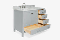 Ariel cambridge (43" & 42") left offset rectangle single sink vanity with marble (0.75", 1.5" & 2") in countertop