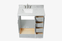 Ariel cambridge (43" & 42") left offset rectangle single sink vanity with marble (0.75", 1.5" & 2") in countertop