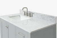 Ariel cambridge (43" & 42") left offset rectangle single sink vanity with marble (0.75", 1.5" & 2") in countertop