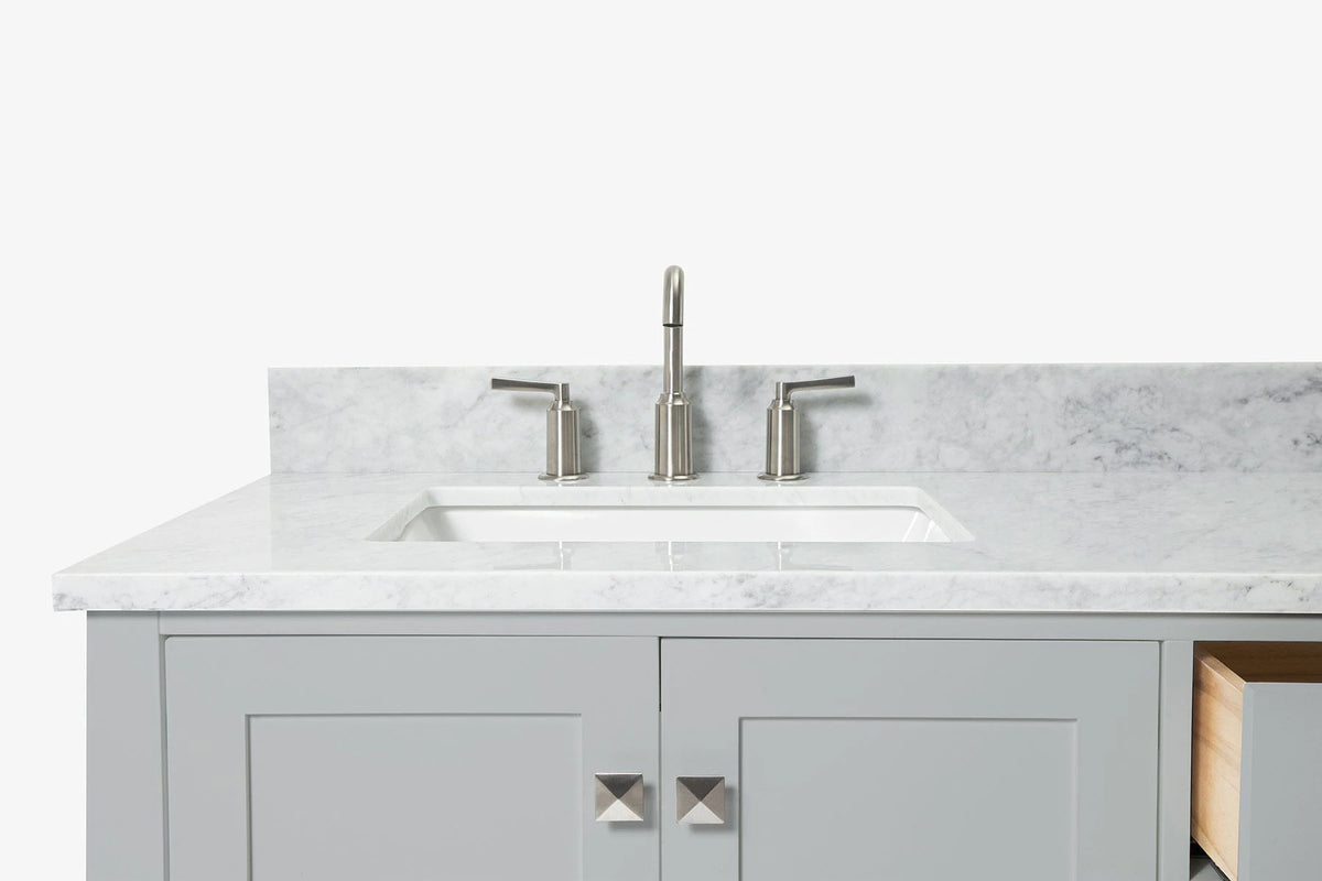 Ariel cambridge (43" & 42") left offset rectangle single sink vanity with marble (0.75", 1.5" & 2") in countertop