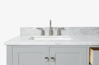 Ariel cambridge (43" & 42") left offset rectangle single sink vanity with marble (0.75", 1.5" & 2") in countertop