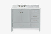 Ariel cambridge (43" & 42") left offset rectangle single sink vanity with marble (0.75", 1.5" & 2") in countertop