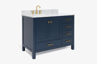 Ariel cambridge (43" & 42") left offset rectangle single sink vanity with marble (0.75", 1.5" & 2") in countertop