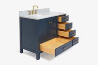 Ariel cambridge (43" & 42") left offset rectangle single sink vanity with marble (0.75", 1.5" & 2") in countertop