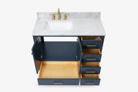 Ariel cambridge (43" & 42") left offset rectangle single sink vanity with marble (0.75", 1.5" & 2") in countertop