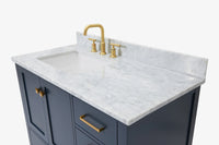 Ariel cambridge (43" & 42") left offset rectangle single sink vanity with marble (0.75", 1.5" & 2") in countertop