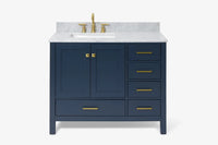 Ariel cambridge (43" & 42") left offset rectangle single sink vanity with marble (0.75", 1.5" & 2") in countertop