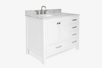 Ariel cambridge (43" & 42") left offset rectangle single sink vanity with marble (0.75", 1.5" & 2") in countertop