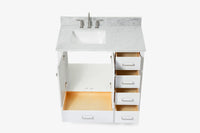 Ariel cambridge (43" & 42") left offset rectangle single sink vanity with marble (0.75", 1.5" & 2") in countertop
