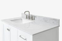 Ariel cambridge (43" & 42") left offset rectangle single sink vanity with marble (0.75", 1.5" & 2") in countertop