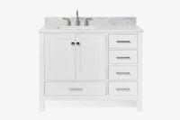 Ariel cambridge (43" & 42") left offset rectangle single sink vanity with marble (0.75", 1.5" & 2") in countertop