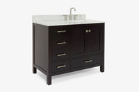 Ariel cambridge(42"&43") in. right offset oval single sink vanity with  marble (0.75",1.5"& 2") in countertop