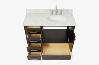 Ariel cambridge(42"&43") in. right offset oval single sink vanity with  marble (0.75",1.5"& 2") in countertop