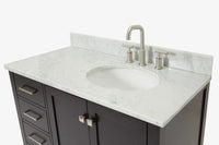 Ariel cambridge(42"&43") in. right offset oval single sink vanity with  marble (0.75",1.5"& 2") in countertop