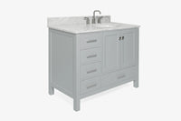 Ariel cambridge(42"&43") in. right offset oval single sink vanity with  marble (0.75",1.5"& 2") in countertop