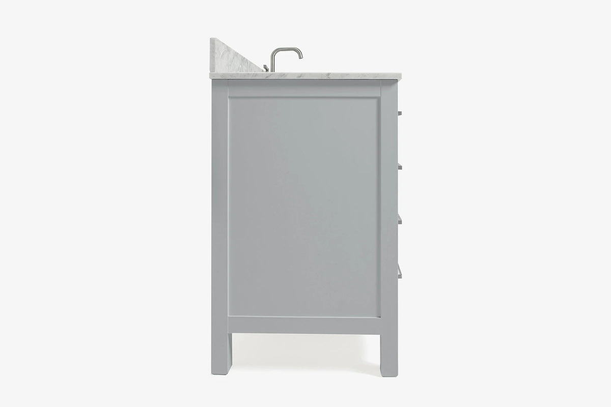Ariel cambridge(42"&43") in. right offset oval single sink vanity with  marble (0.75",1.5"& 2") in countertop