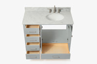 Ariel cambridge(42"&43") in. right offset oval single sink vanity with  marble (0.75",1.5"& 2") in countertop
