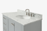 Ariel cambridge(42"&43") in. right offset oval single sink vanity with  marble (0.75",1.5"& 2") in countertop