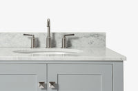 Ariel cambridge(42"&43") in. right offset oval single sink vanity with  marble (0.75",1.5"& 2") in countertop