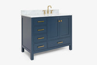 Ariel cambridge(42"&43") in. right offset oval single sink vanity with  marble (0.75",1.5"& 2") in countertop