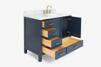 Ariel cambridge(42"&43") in. right offset oval single sink vanity with  marble (0.75",1.5"& 2") in countertop