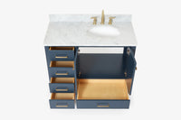 Ariel cambridge(42"&43") in. right offset oval single sink vanity with  marble (0.75",1.5"& 2") in countertop
