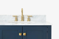 Ariel cambridge (43" & 42") right offset oval single sink vanity with  marble (0.75", 1.5" & 2") countertop.