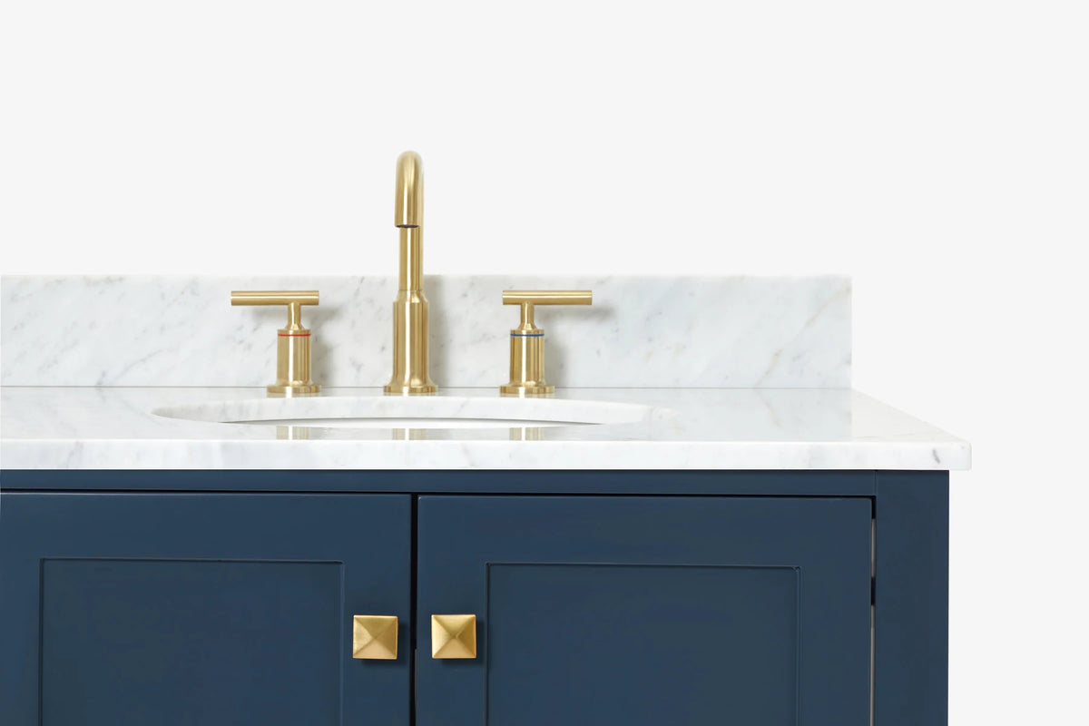 Ariel cambridge(42"&43") in. right offset oval single sink vanity with  marble (0.75",1.5"& 2") in countertop