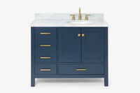 Ariel cambridge(42"&43") in. right offset oval single sink vanity with  marble (0.75",1.5"& 2") in countertop