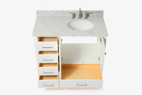 Ariel cambridge(42"&43") in. right offset oval single sink vanity with  marble (0.75",1.5"& 2") in countertop