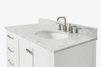 Ariel cambridge(42"&43") in. right offset oval single sink vanity with  marble (0.75",1.5"& 2") in countertop