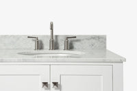 Ariel cambridge(42"&43") in. right offset oval single sink vanity with  marble (0.75",1.5"& 2") in countertop